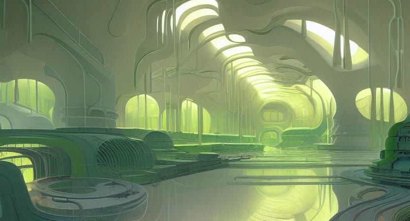 Retro-Futuristic Underground City in Pastel Colors