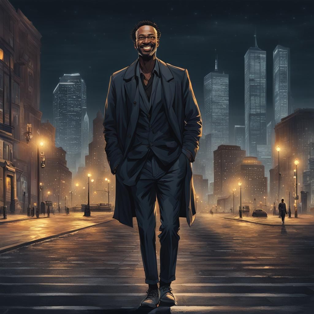 Confident Man in New Shoes Walks in City at Night