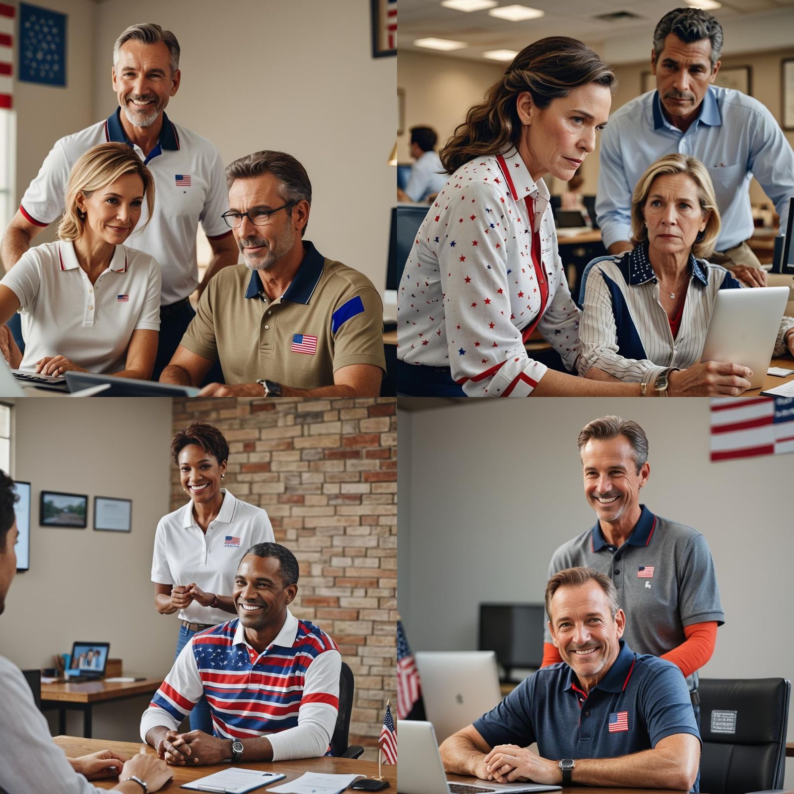 Optimistic Counselor Meeting in Patriotic Setting