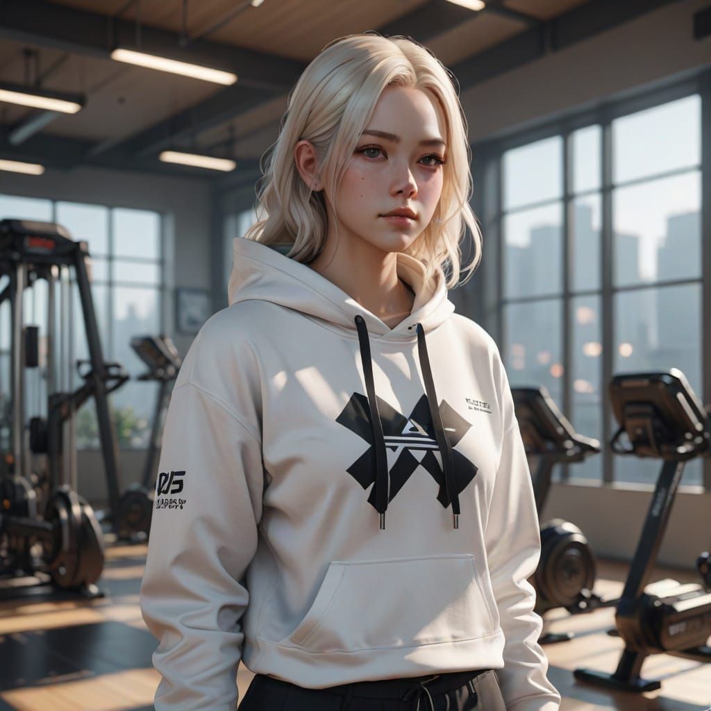 Fit Woman in Modern Gym, Professional Fitness Photo