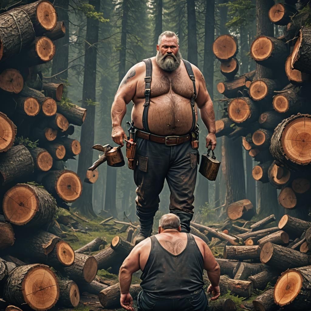 Hyperrealistic Lumberjack: Detailed Matte Painting