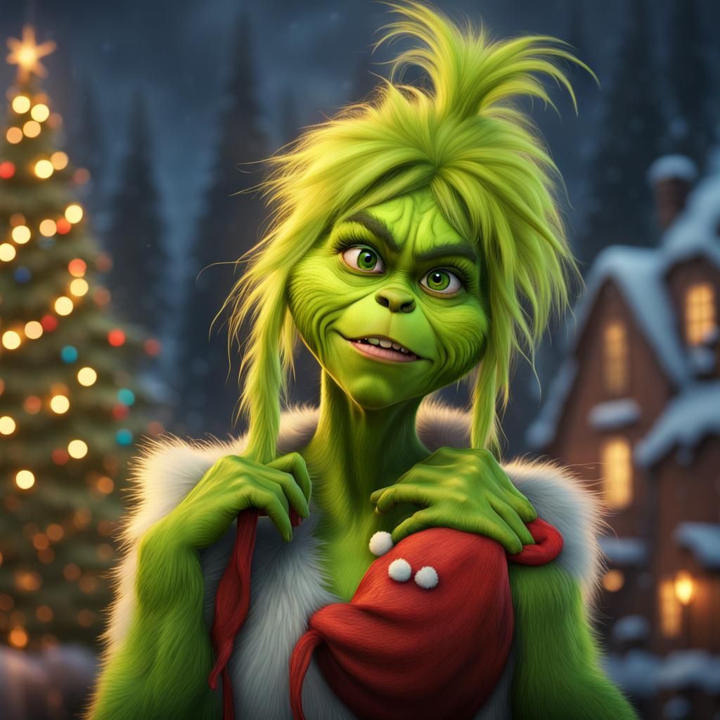 Grinch as a Girl: Detailed Fantasy Concept Art