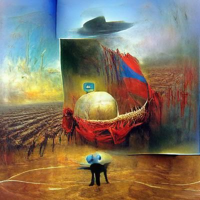 Dystopian Sci-Fi Landscape in Beksinski Style