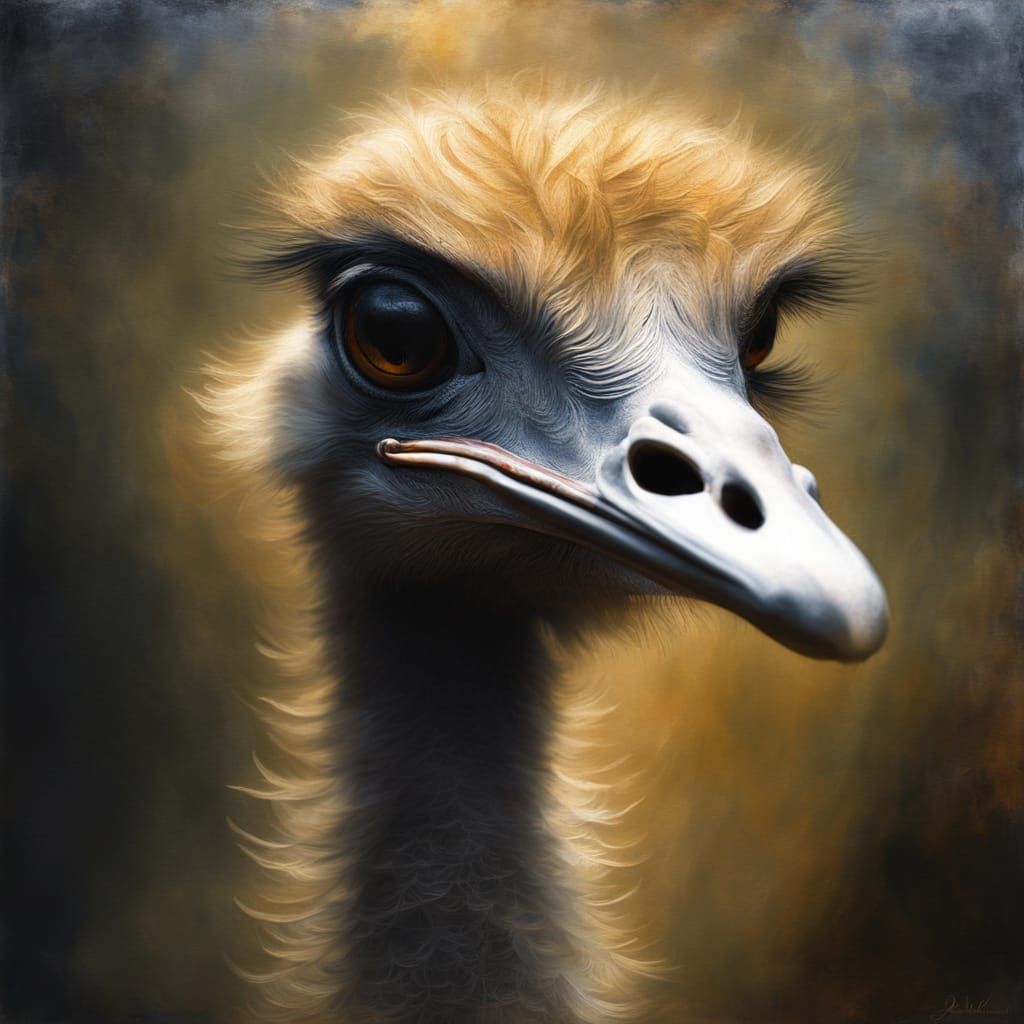Ostrich in Style of Dutch Golden Age Painting