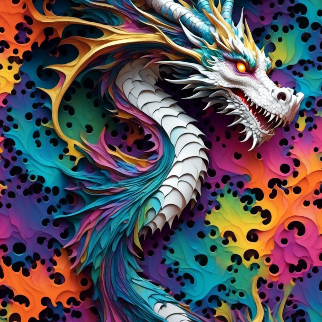 Colorful Dragon Fractal Graffiti Art