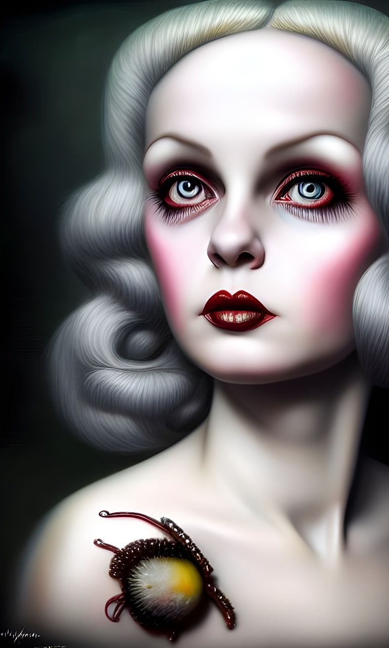 Sinister Portrait of Maila Nurmi in Grim Fantasy Style