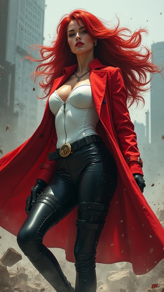 Femme Fatale Superheroine in Comic Book Style