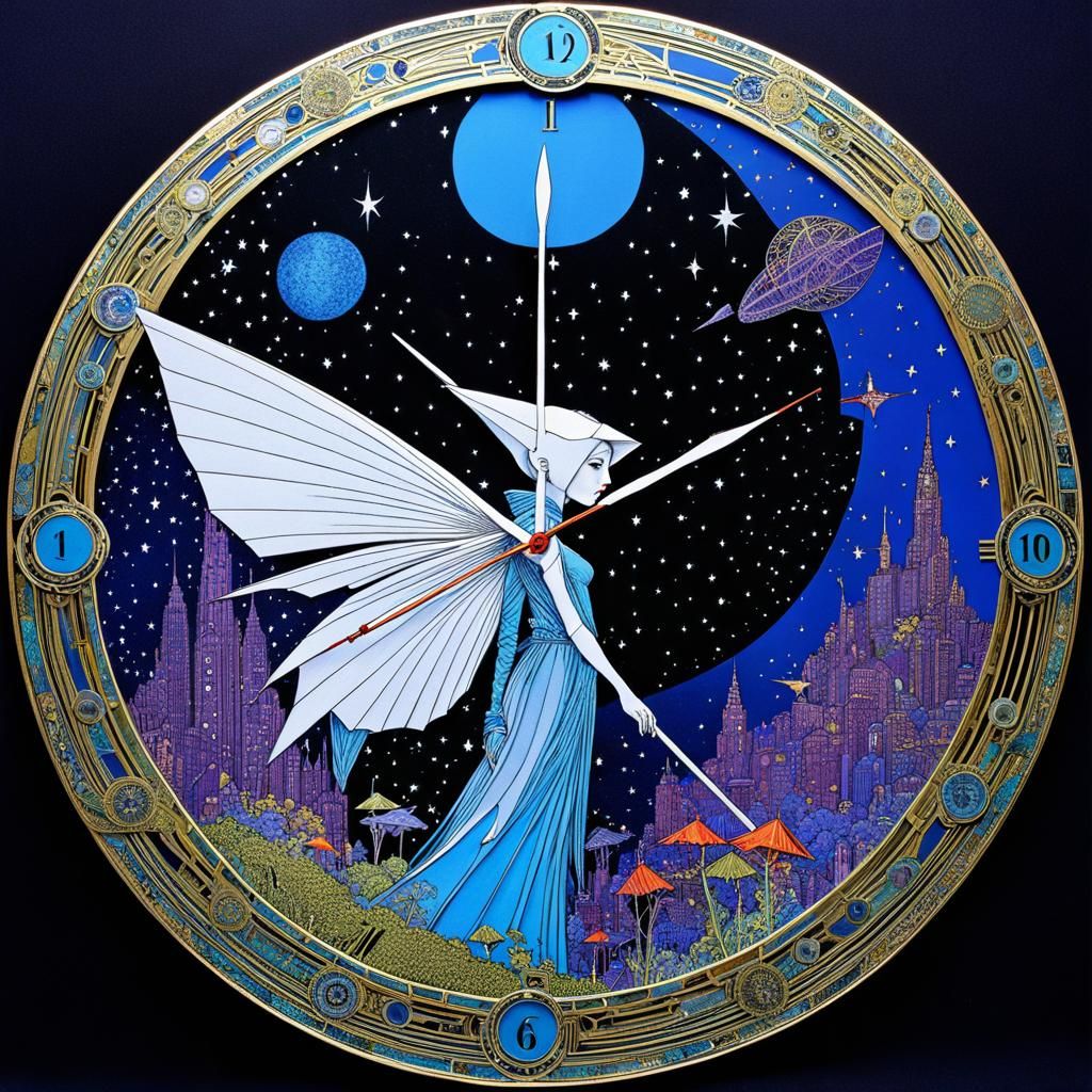 Sci-Fi Clockpunk Fairies in Pop Art Origami Style