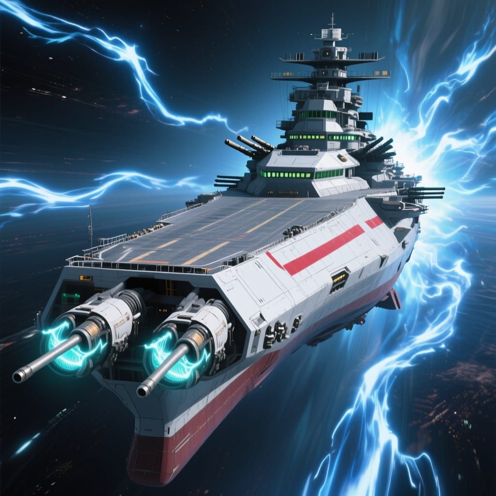 EDF Hyuga Battleship Emerging from Hyperspace