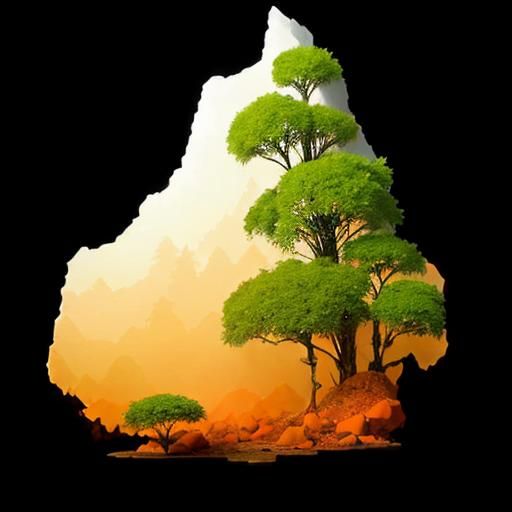 Eerie Forest at Sunset with Shafts of Light