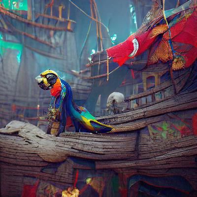 Pirate Parrot: Detailed Matte Painting in 8K