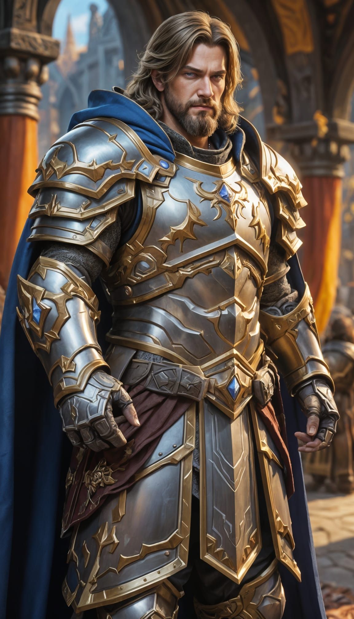 Paladin in Warcraft Style, Hyperrealistic Digital Art