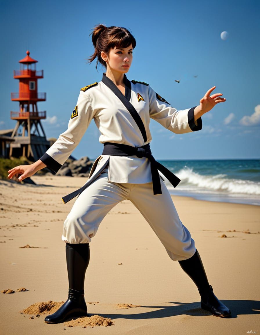 Ezri Dax Steampunk Karate on a Beach