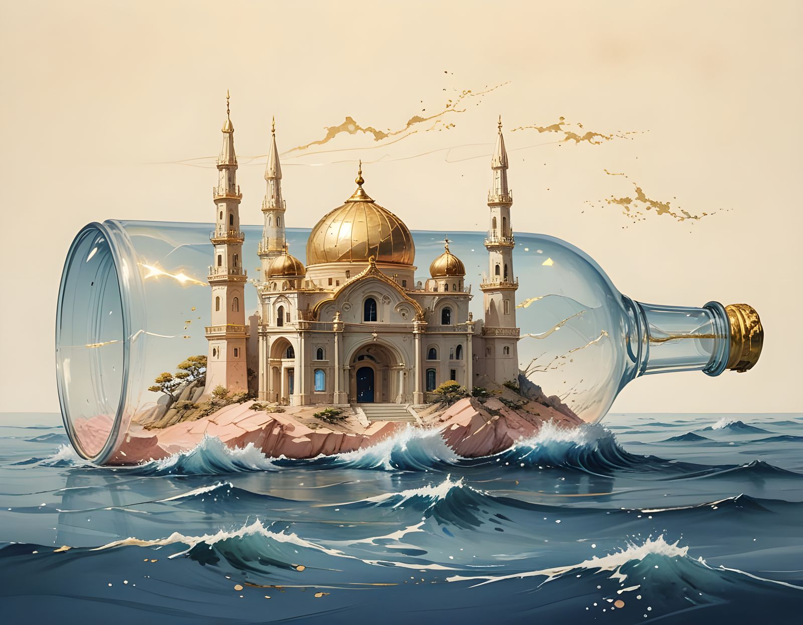 Giant Porcelain Bottle Ruin in Kintsugi Style