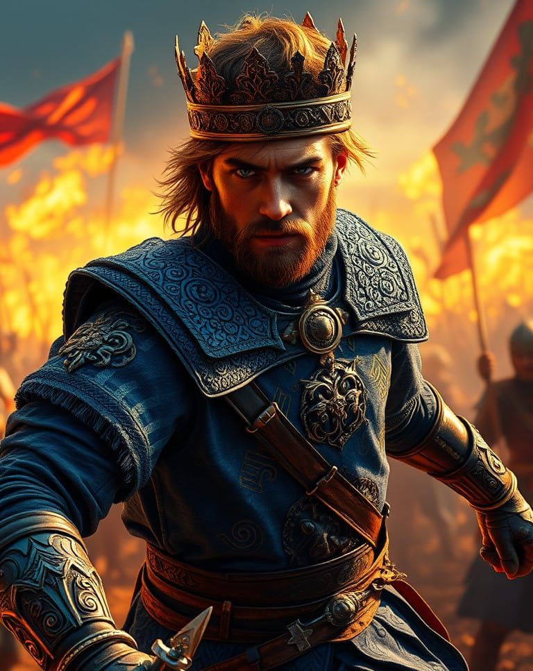 young King Thoredan, leading from the front