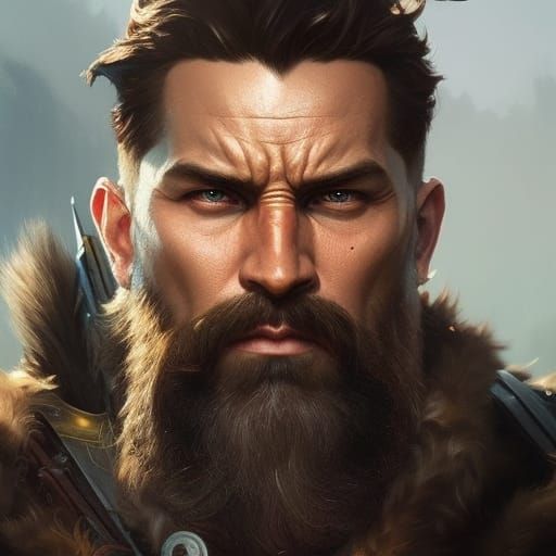 Savage Viking Warrior Portrait in Fantasy Art Style