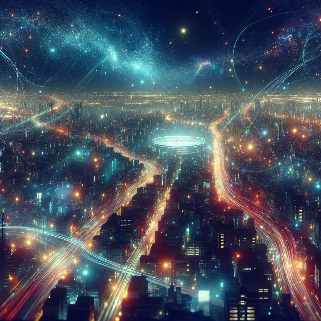 Photorealistic Cityscape Sparkles at Night in Ultra-HD