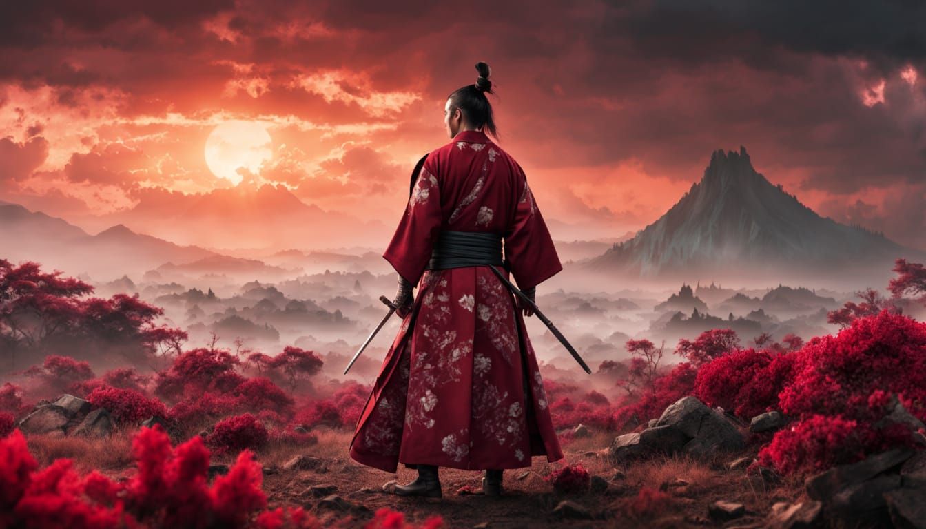 Lone Samurai on Crimson Battlefield
