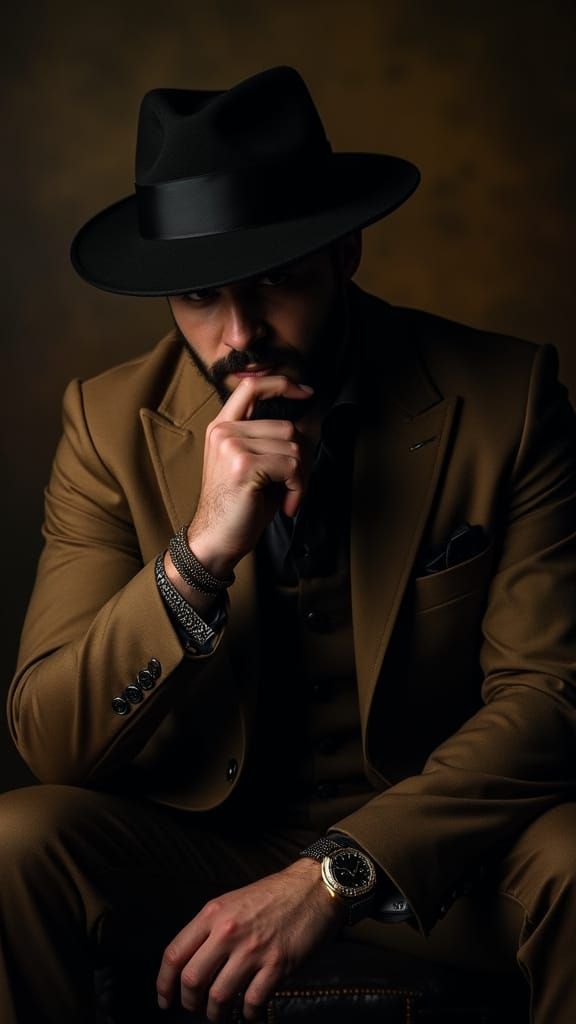 Mysterious Gentleman in Luxurious Attire