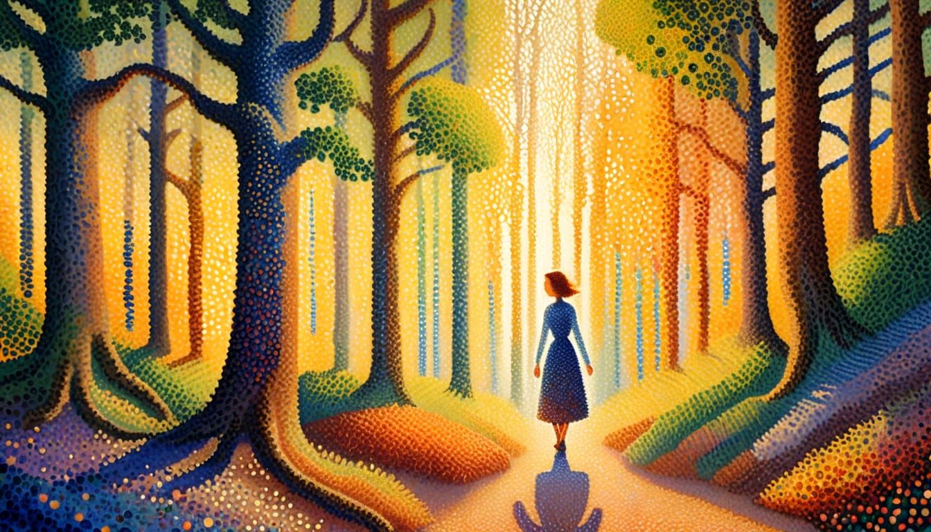 Abstract Image in Pointillism Style