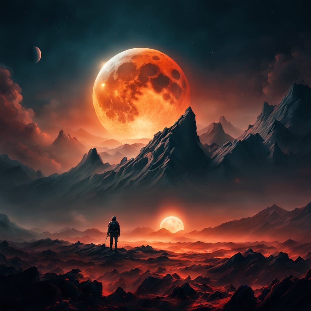 Hazy Moon in Atmospheric Sci-Fi Style