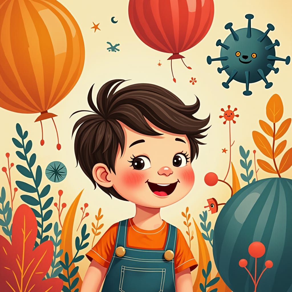 Healthy Child Illustration in Geometric Style