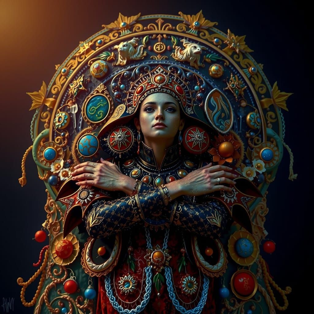 Masterpiece Painting of Beauty and Truth in Vibrant Composit...