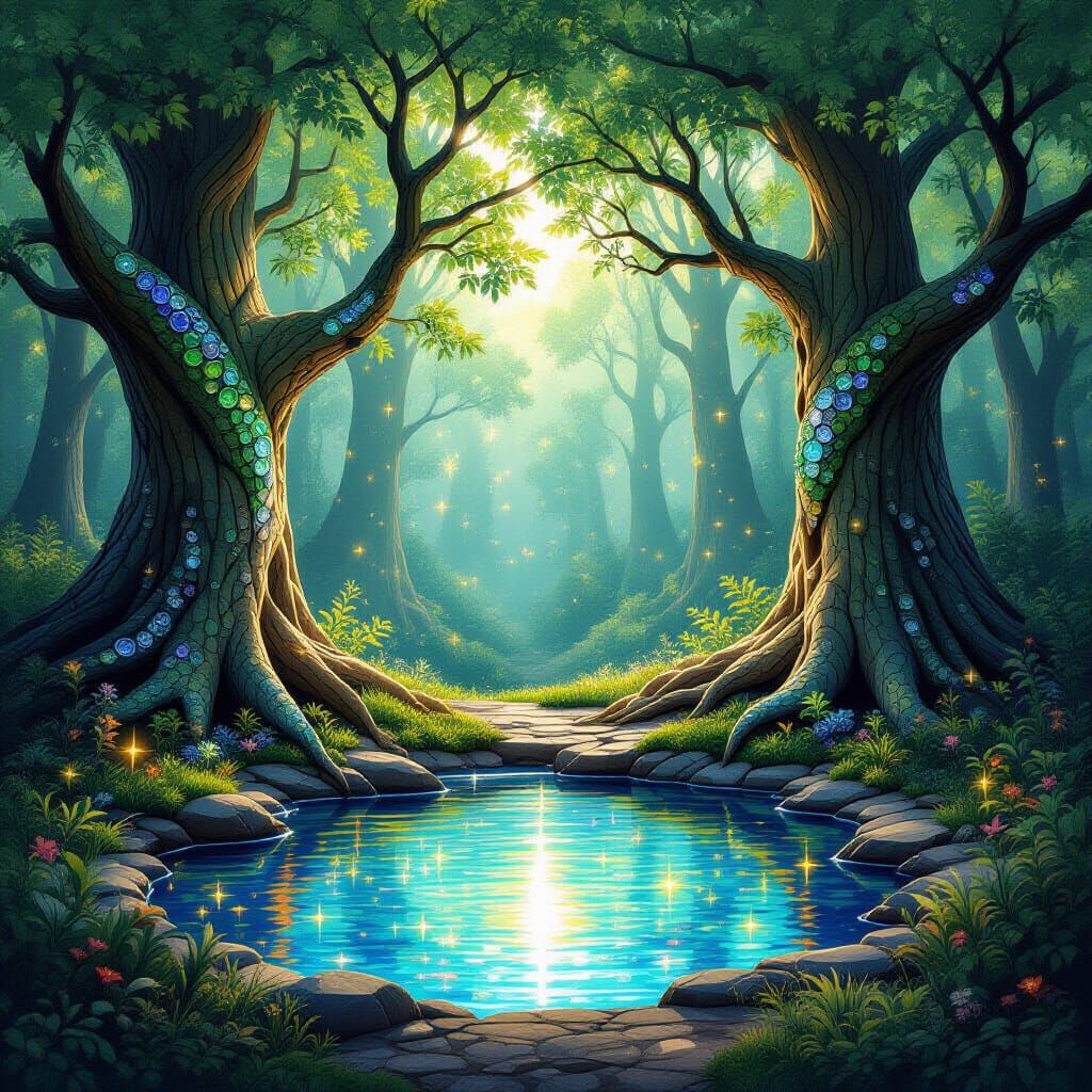 Enchanted Forest of Sea Glass Sculptures