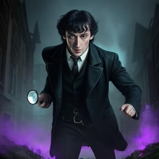 Sherlock Holmes Investigates Glowing Footprints in Synthwave...