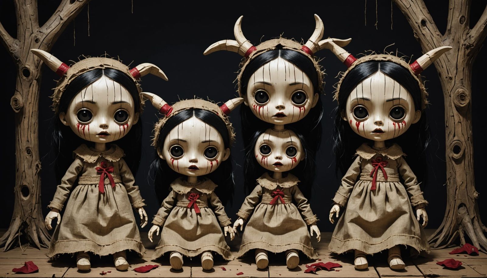 Sinister Nursery Dolls in Horror Style