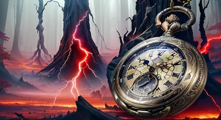 Apocalyptic Lightning Strikes a Broken Pocket Watch