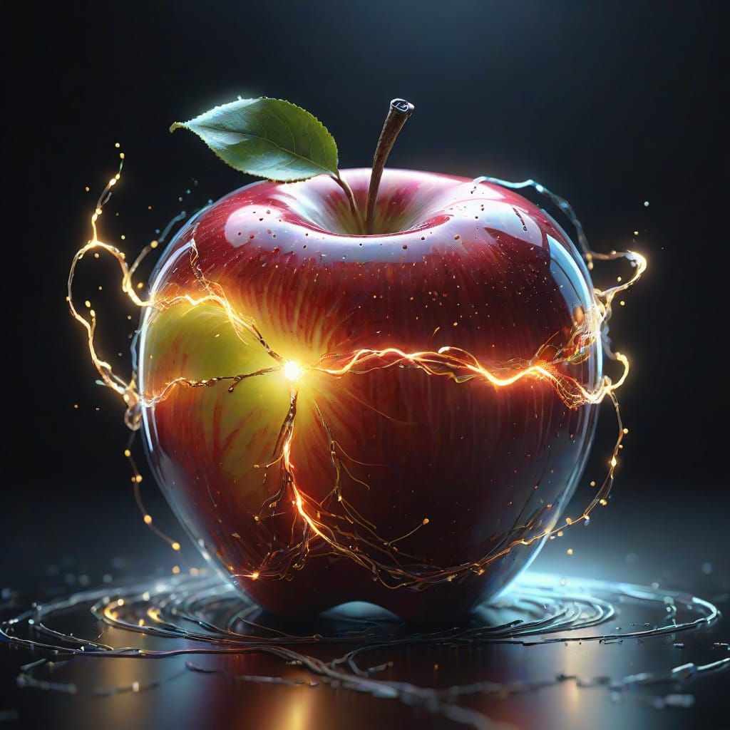 AI Entity Offers Apple in Double Exposure Style