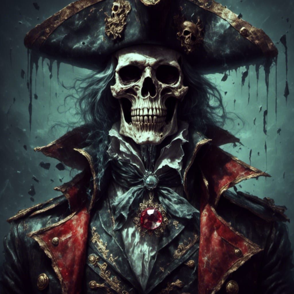 Ghost Pirate Captain with Crystal Hat Portrait