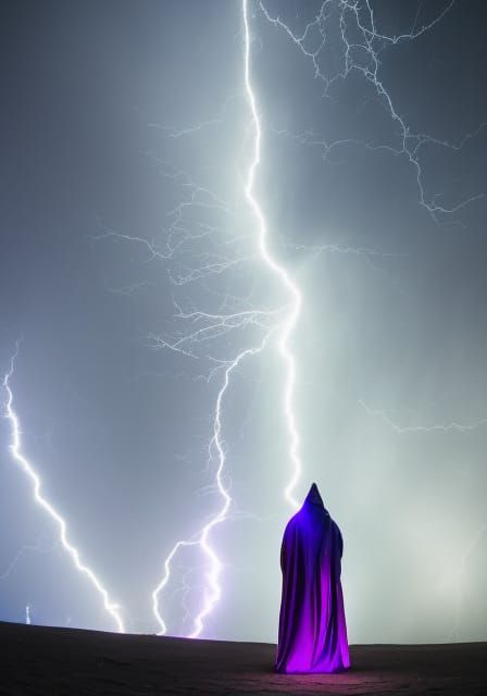 Purple Portal and Hooded Figure in Digital Painting