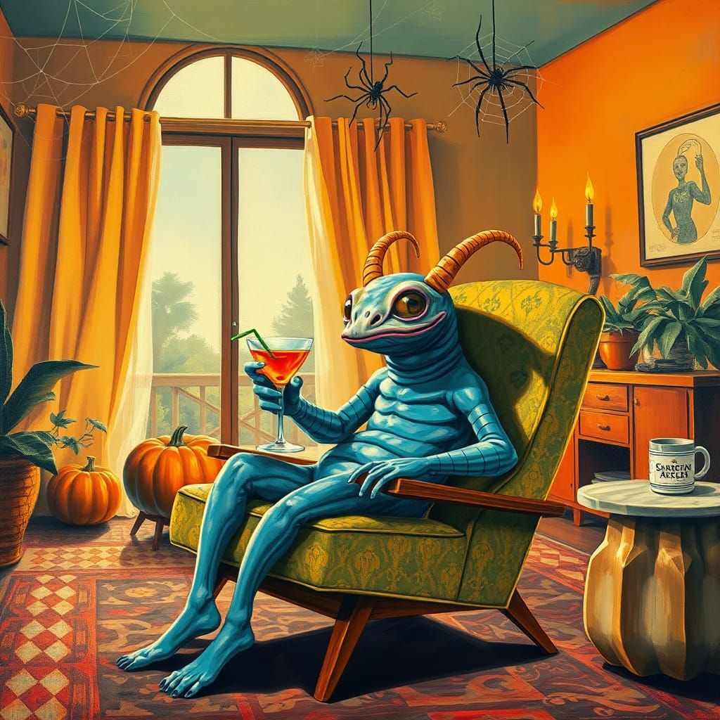 Vampire Tardigrade Halloween Cocktail in Retro Pop Art