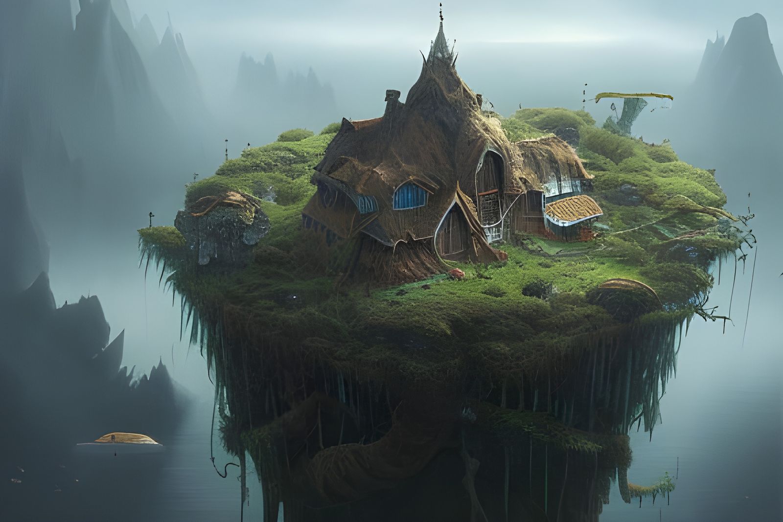 Dark Fantasy Floating Island House in Unreal Engine