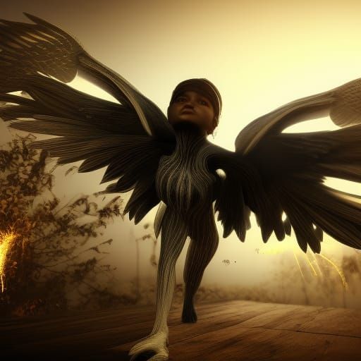 Winged Eyeball in Detailed 3D Game Cinematic Style