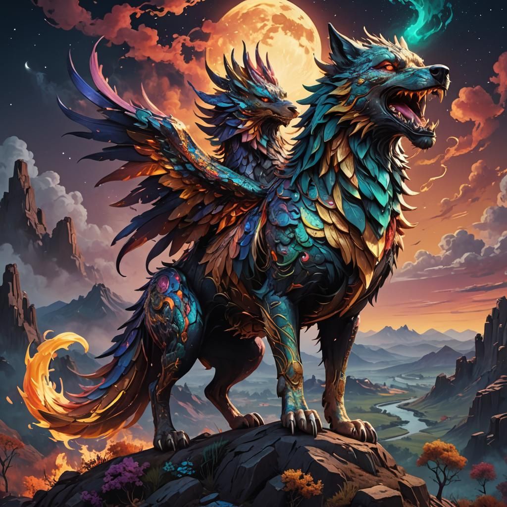 Fantasy Wolf Dragon