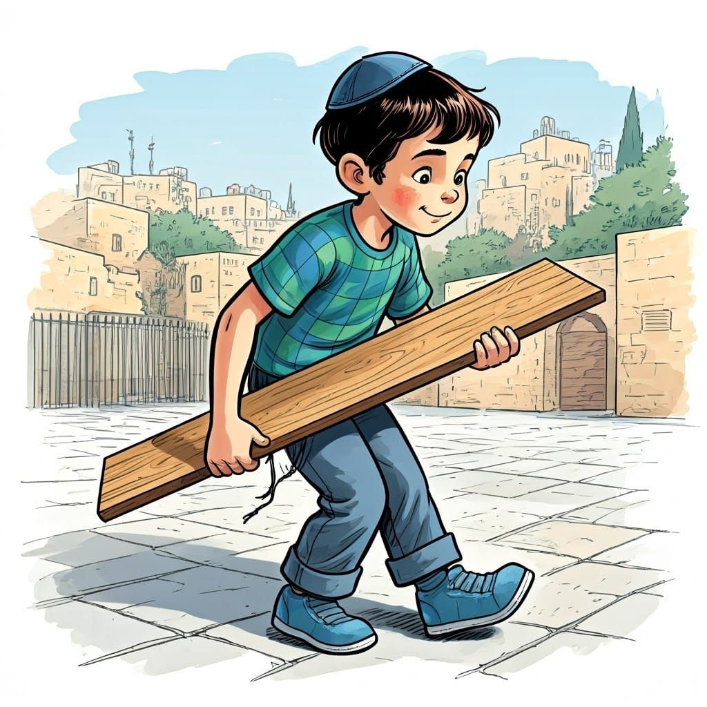 Jerusalem Boy Builds a Sukkah: Children's Comic Illustration
