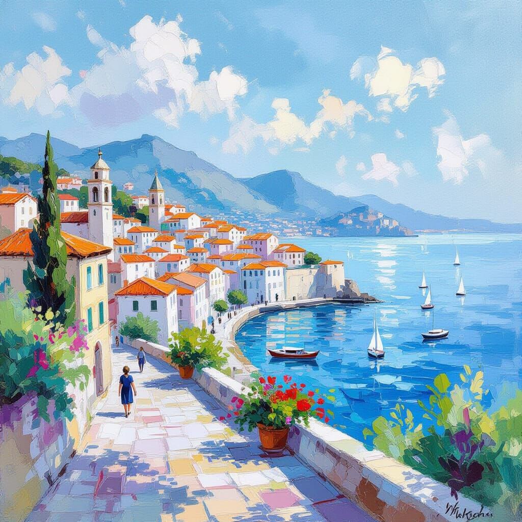 Gouache Cityscape: An Impressionist Masterpiece