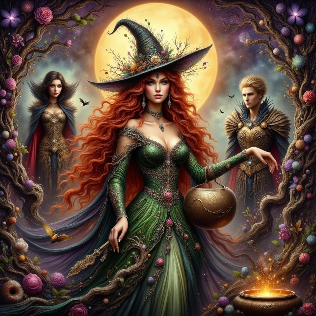 Fantasy Sorceress Potion with Gothic Forest