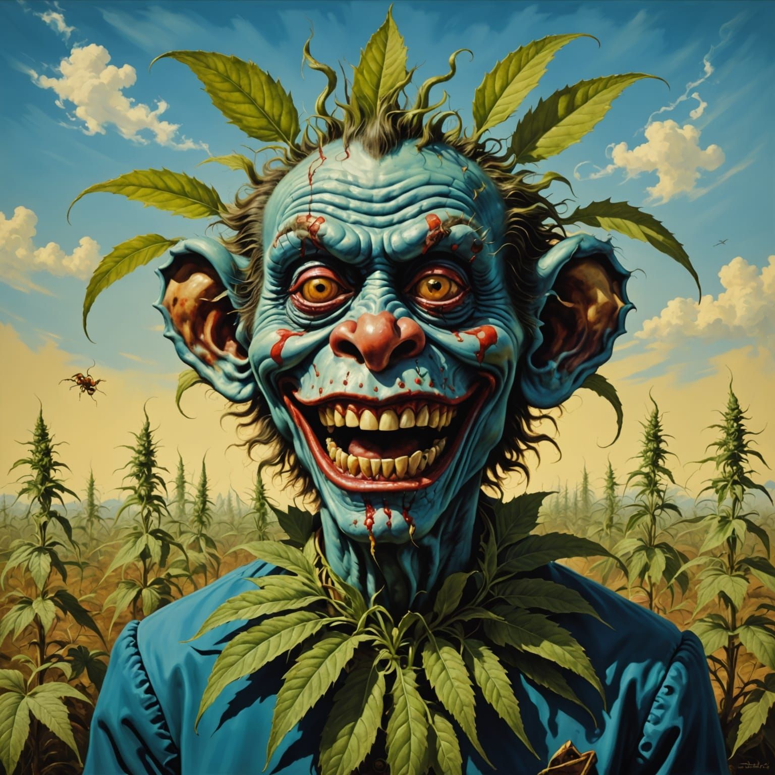Surreal Cannabis Creatures Grin Maniacally in a Dali-Inspire...