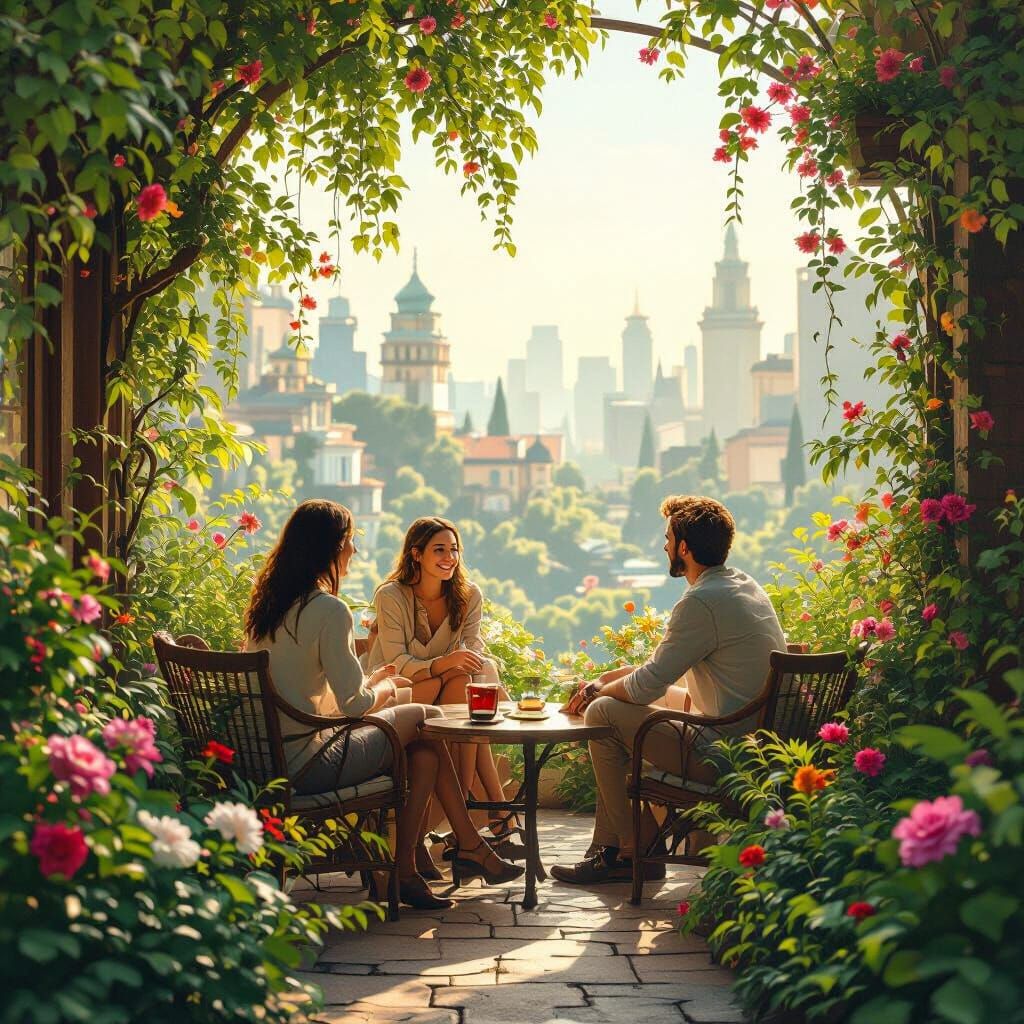 Harmonious Cityscape: People Thriving in Nature