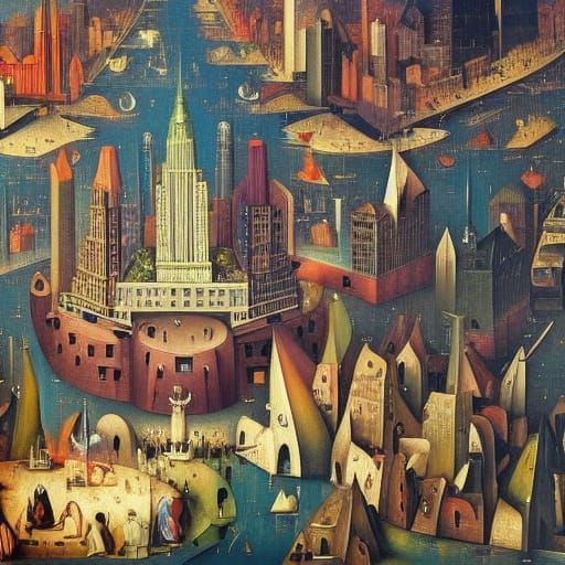 Abstract New York City Painting in Renaissance Style