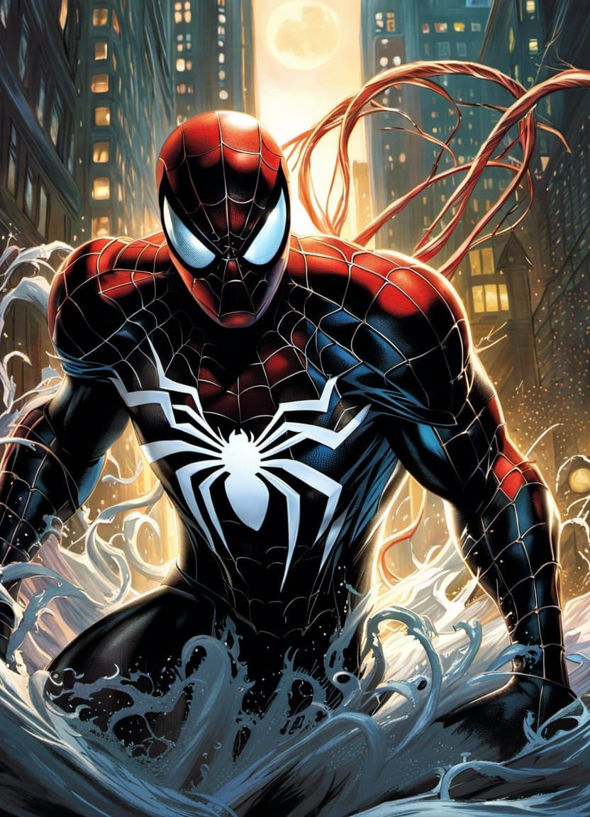 Menacing Spiderman: Venom Emerges from the Darkness