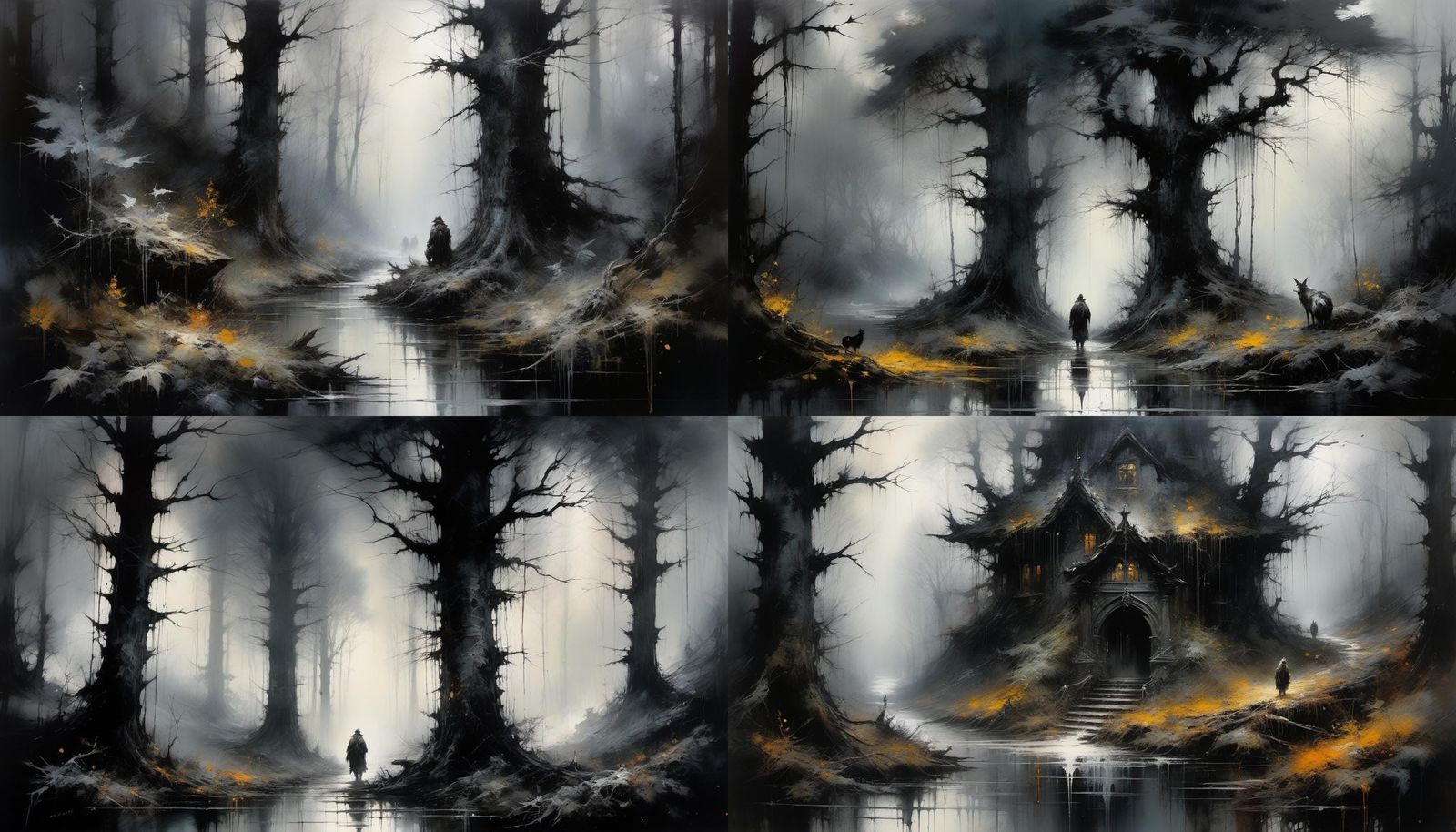 Eerie Dark Whispering Woods Matte Painting