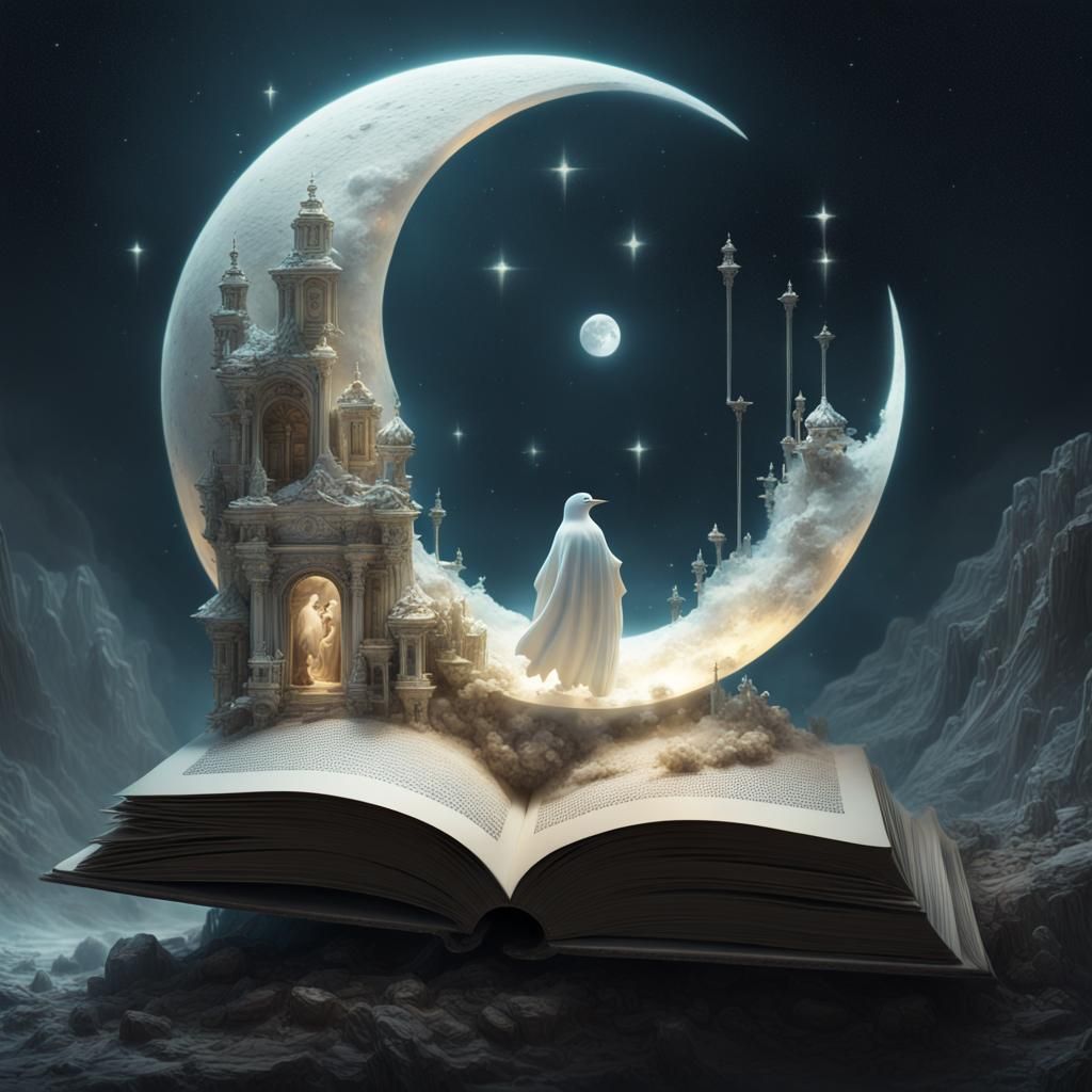 Cute Ghost Emerges from Book into Sci-Fi World