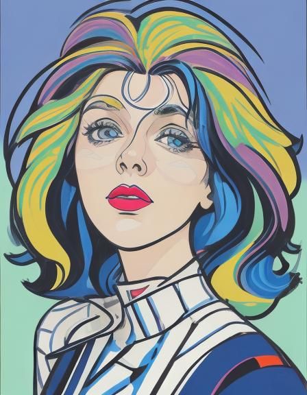 Woman Gazing Skyward in Fauvist Klimt Style