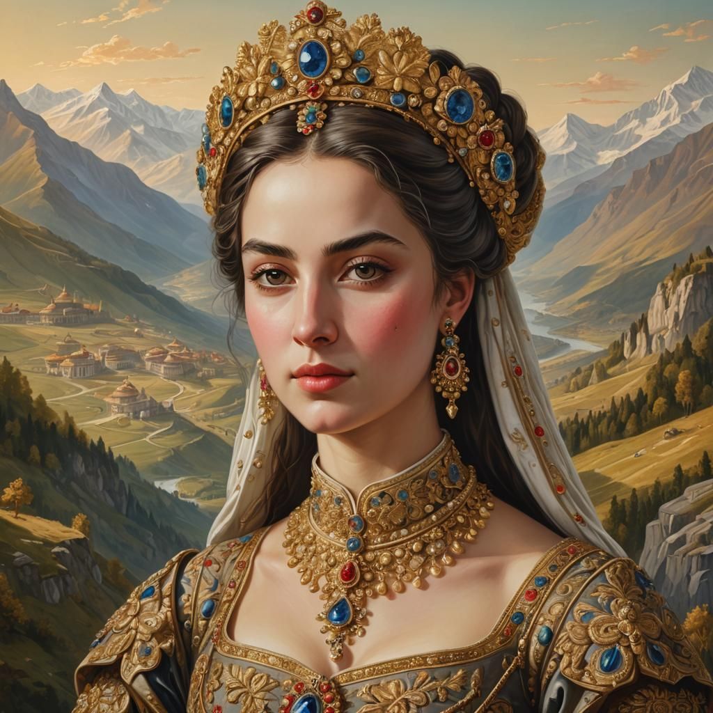 Georgian Queen Portrait in Neoclassical Style