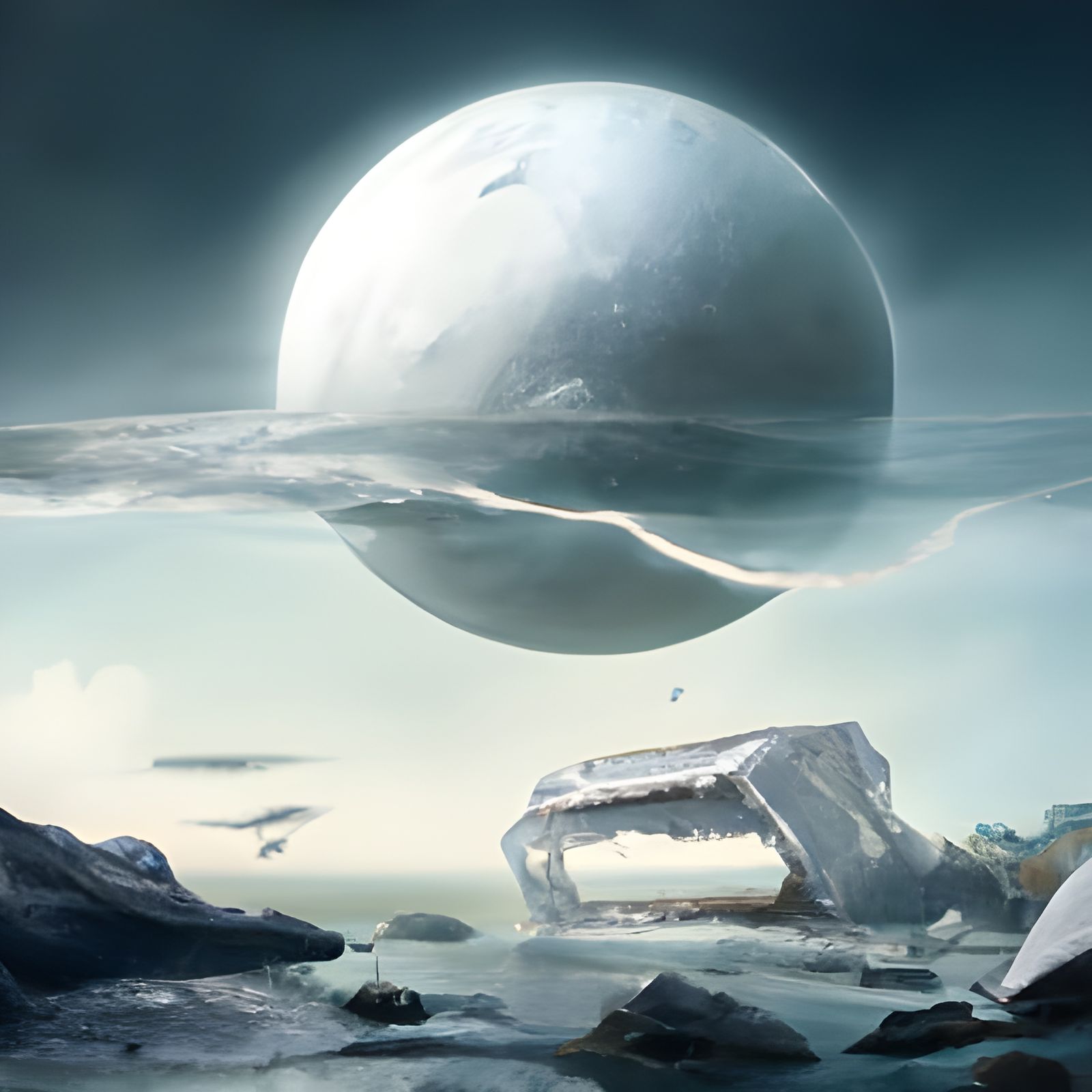 Melting Ice Moon Orbit in Rococo Style